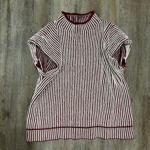 New In Women’s Striped Maroon and White Tunic Top Size Large